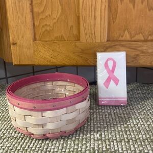 Longaberger 2010 Horizon of Hope Whitewash Basket w/ Protector, Tissue Package.
